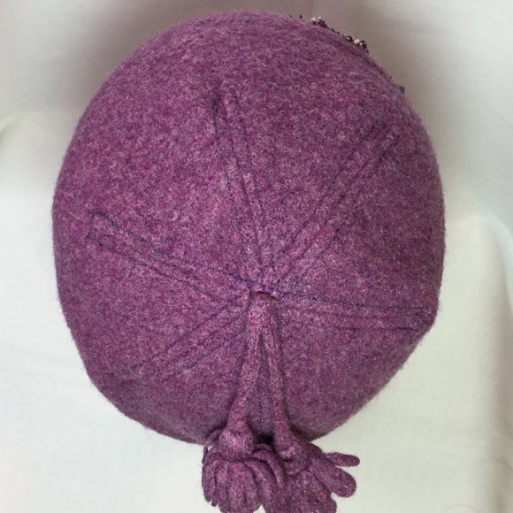 Outdoor Research Wool Blend Purple Pink Floral Pattern Winter Hat Small Tassels - Picture 5 of 7
